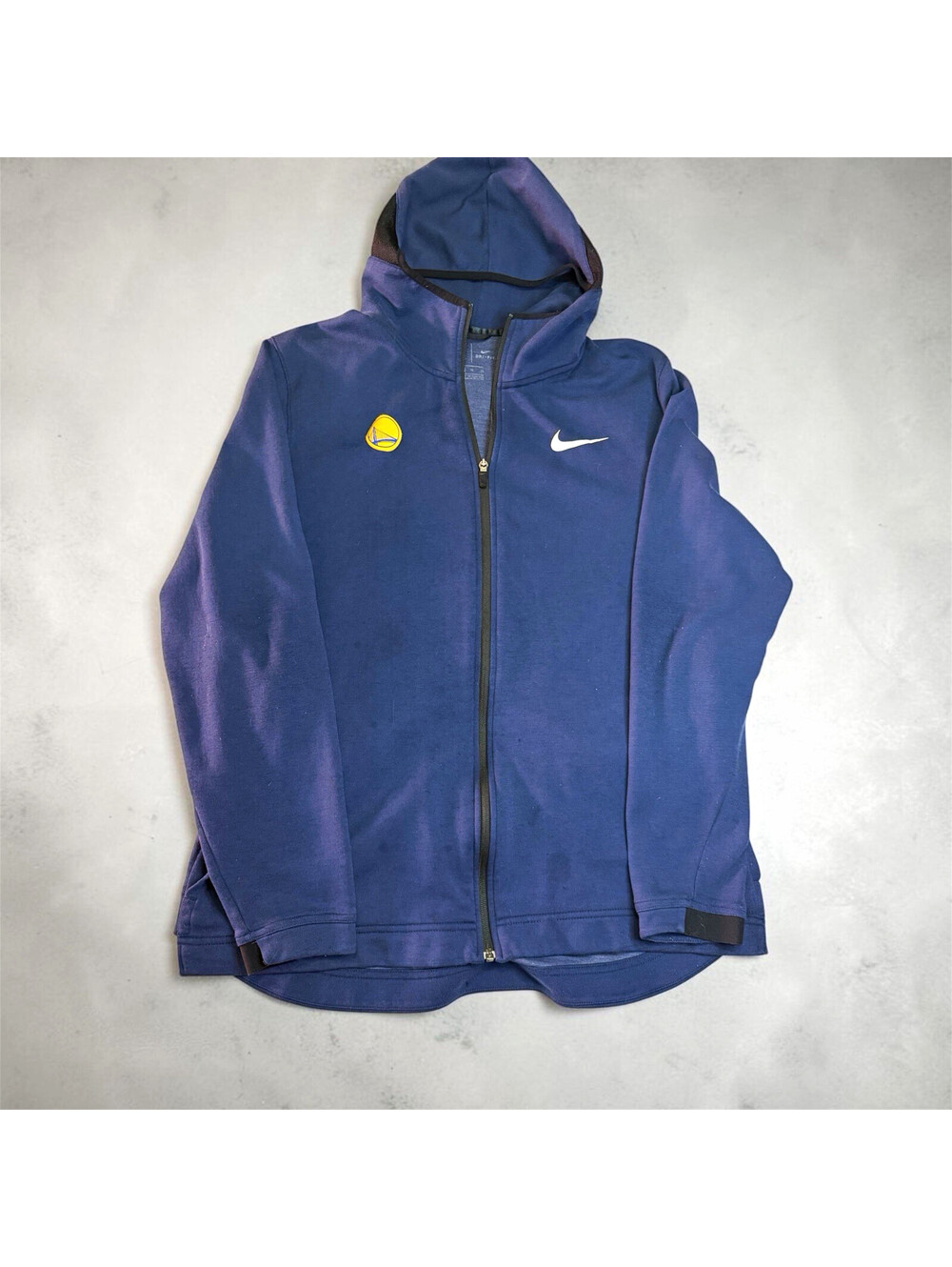 Nike Men's Blue Dri-FIT Golden State Warriors Full Zip Hoodie Polyester Logo